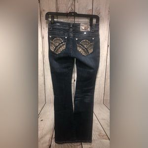 LA IDOL Women’s Jeans Size 1 W27 L33 Tattered Rhinestone Pocket (see details